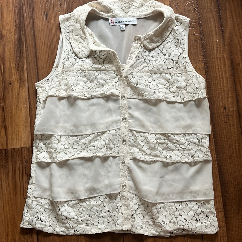 Button down sheer top